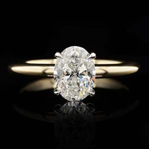 Bague Solitaire en Or Massif 14K avec Diamant de Laboratoire Taille Ovale Style Punk, Halo Caché, Tige Simple, Vente en Gros de Bijoux Fins, Direct Usine - Product Image 1
