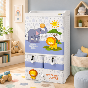 Armario de Plástico de 5 Niveles Nandos Lion para Niños, con Cerraduras y Puertas Abatibles, Ideal para la Organización del Dormitorio - Product Image 1