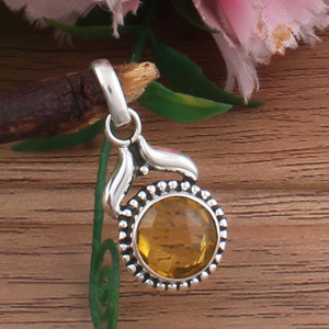 Colgante de Citrino Natural Chapado en Platino Vintage al por Mayor, Dije de Piedra Preciosa Amarilla de Plata de Ley 925, Precio al por Mayor del Fabricante - Product Image 3