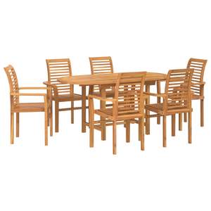 Juego de Comedor de Jardín de 7 Piezas en Madera de Teca Sólida Marrón - Product Image 2