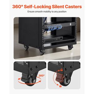 ตู้เซิร์ฟเวอร์แบบมีล้อล็อคได้ 16U รับน้ำหนักได้สูงสุด 200 ปอนด์ โครงแบบเปิดสำหรับแร็ค AV สำหรับสตูดิโอบันทึกเสียงที่บ้าน ตู้เน็ตเวิร์ก - Product Image 5