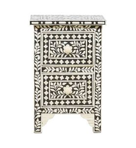 Mueble de Almacenamiento con Cajones Laterales y Incrustaciones de Hueso, Estilo Vintage, Hecho a Mano, Mueble Decorativo de Madera con Diseño Artesanal - Product Image 1