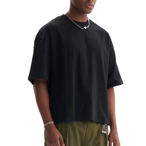 Customizable <b>Drop</b> Shoulder Men's T-shirt Streetwear Blank 100% Cotton Boxy Oversized Acid Wash Short Sleeve Round Neck - Product Image 5