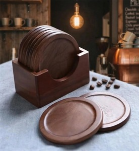 Sous-verre en bois classique de luxe - Accessoire de cuisine écologique et durable à prix raisonnable, couleur naturelle, diamètre personnalisé - Product Image 5