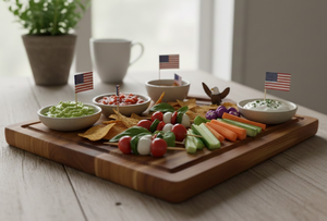 Planche à découper en bois gravée avec la date du 4 juillet, Jour de l'Indépendance, avec poignée, pour barbecue, service en cuisine, décoration de la maison pour les fêtes - Product Image 4