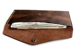 Custom Logo Handmade Luxury Leather Wallet Wholesale Long Envelope Money Pouch Clutch Bag Elegant Coin Purse Vendor Card <b>Holder</b> - Product Image 2