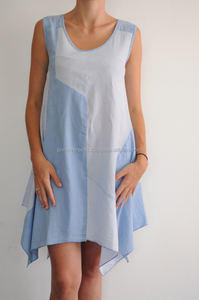 เดรสทรงไม่สมมาตรสีฟ้าสีขาวดีไซน์ใหม่ล่าสุดของผู้หญิง - Product Image 2