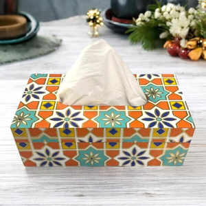 Multi Enamel Printed Wooden Tissue Box Holder For Home Office & <b>Car</b> Use Premium Napkin Box Dispenser For <b>Table</b> Top Accessories - Product Image 5