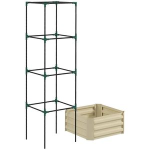 Fioriera zincata bianco crema 61x61x30 cm con supporto in rattan, elegante traliccio e cancelli - Product Image 4