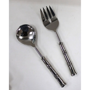 Service de salade antique, ustensiles de cuisine, ensemble de couverts, acier inoxydable de qualité supérieure, manche noir fait main, ensemble de service alimentaire pour la maison - Product Image 6