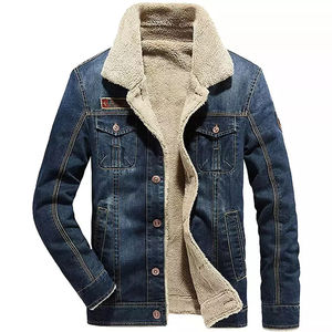 <b>Mens</b> Winter Denim Jacket <b>Fleece</b> Lined Warm <b>Sherpa</b> Trucker Coat Thick Jean Outerwear Casual Slim Fit Windbreaker - Product Image 2