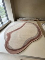 Tapis rectangulaire moderne en laine, avec envers en latex, à poils longs, fait main, épais, pour salon, couleur unie, antidérapant, personnalisable