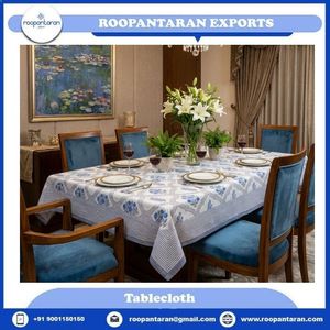 Mantel Cuadrado con Estampado Floral para 8-10 Personas, 180x270 cm, Azul Grisáceo, Lavable, Tejido, para Uso Doméstico, Gran Venta - Product Image 2