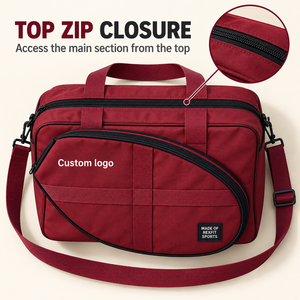Sac de sport personnalisé pour raquette de squash avec poche avant incurvée à fermeture éclair, bandoulière amovible et poignées, sangle réglable - Product Image 4
