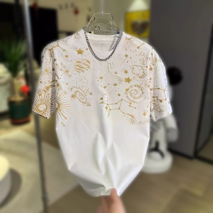 Customized Trend <b>Star</b> Foil Printed Short Sleeve T-Shirt for Men - Product Image 2