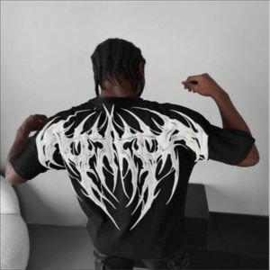 T-shirt oversize en coton 100% pour homme, style streetwear, tissu éponge, poids lourd, épaules tombantes, impression personnalisée, haute qualité, séchage rapide - Product Image 1