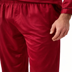 Conjunto de Pijama de Satén para Hombre, Manga Larga, Estilo Seda, Lujoso, Transpirable, Ropa de Dormir Elegante y Cómoda para Primavera/Verano - Product Image 5