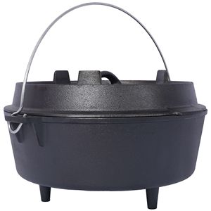 Pentola Olandese in Ghisa Pretrattata con Coperchio, Padella Profonda per Campeggio, Cucina all'Aperto, Barbecue, Cottura sul Focolare, Utensili da Campeggio - Product Image 5