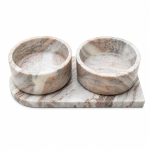 Comedero de lujo para perros de piedra travertino con inserto de acero inoxidable, comedero moderno para mascotas, accesorio premium de diseño, el más vendido, nuevo. - Product Image 4