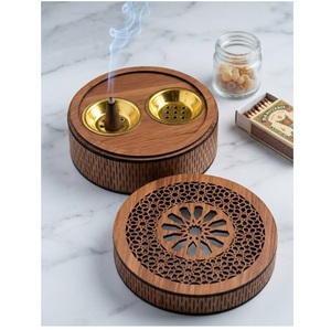 Quemador de incienso ecológico con patrones cortados a láser para aromaterapia, uso en todas las estaciones, difusor de madera estilo chino. - Product Image 5