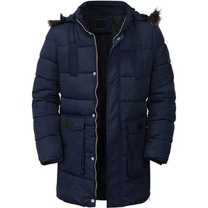 High Quality Coated Slim Fit Canvas Puffer Jacket for Men Winter Breathable Eco-Friendly Reversible <b>Coat</b> Solid Navy Blue Casual - Product Image 4