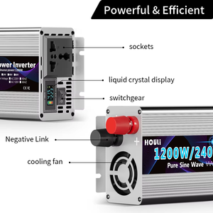 Inversor de Corriente de Onda Sinusoidal Pura HOULI de 24 V y 1600 W, Convertidor de 24 V CC a 220 V CA, para Uso Portátil en Sistemas Solares, Automóviles, Autocaravanas, Hogares y Fuera de la Red - Product Image 5