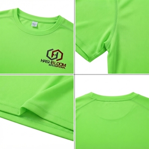 T-shirt pour homme en polyester athlétique vert néon, manches courtes, col rond, vêtements de sport, jersey 320g, coupe régulière - Product Image 4