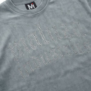 Camiseta Casual de Moda Urbana Gótica con Pedrería, Estilo Hip Hop, de Terciopelo Premium, MALUZA INDUSTRIES - Product Image 5