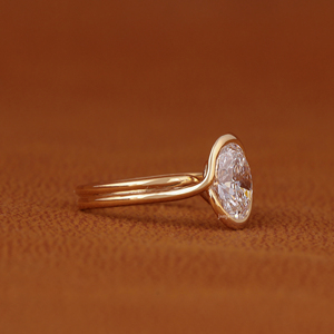 3 Carat Oval Cut Lab Grown Diamond Engagement Ring 14K <b>Solid</b> Gold Bezel Set Solitaire Double Shank Ring IGI Certified - Product Image 2