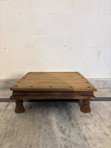 Mesa de Noche Bajot de Madera Maciza Hecha a Mano, Estilo Rajasthani Indio, Decorativa, Portátil, Ecológica y Duradera para Dormitorio o Sala de Estar - Product Image 6