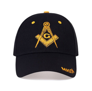 Gorra de Béisbol de Algodón Past Master Blue Lodge Negra con Bordado Masónico Dorado de Lujo - Product Image 2