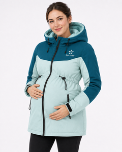 Chaqueta Acolchada de Maternidad SALSTAR para Mujer, con Capucha, Cortavientos, Abrigo de Invierno, Manga Larga, Azul y Verde, con Cierre Frontal - Product Image 1