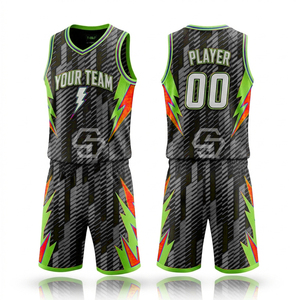 Ensemble de maillots de basket personnalisés, impression par sublimation, nom de l'équipe, unisexe adulte, tissu respirant anti-transpiration, maillot en mesh à col en V - Product Image 5