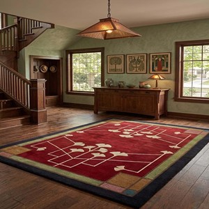 Alfombra Vintage con Diseño Floral |   Alfombra de Lana Roja Estilo Misión, Hecha a Mano, Tradicional, para Sala de Estar, Dormitorio, Decoración del Hogar - Product Image 4