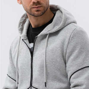Hoodie zippé pour homme au design unique et épuré / Hoodie zippé pour homme de bonne qualité à manches longues avec logo OEM personnalisé - Product Image 3