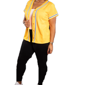 Customized Greek Logo SGRho Women Baseball Jersey Yellow Blue Button Down <b>Shirt</b> Premium Fit Greek Sorority Athletic Casual Style - Product Image 1