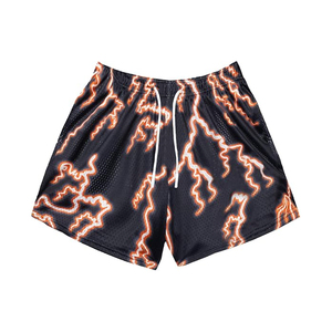 Pantalones Cortos Deportivos de Malla con Estampado Lightning, Transpirables y Ligeros, con Cordón Ajustable, Ropa Deportiva Personalizada OEM/ODM para Fitness - Product Image 5