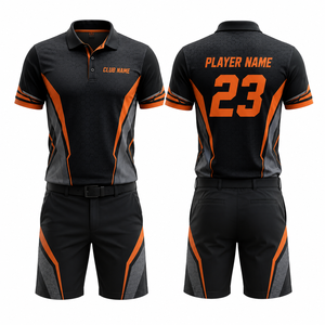 Women's Sporty Golf <b>Polo</b> Shirt Shorts Kit Black <b>Orange</b> Quick Dry Spandex/Cotton <b>Polo</b> Collar Set Front Logo Elastic Waist - Product Image 1
