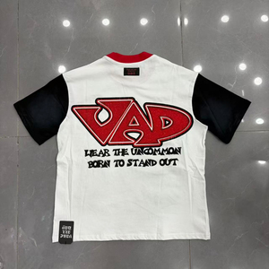 ซัพพลายเออร์เสื้อผ้าขายส่งคุณภาพสูง ดีไซน์แขนเสื้อแบบบล็อกสีดำขาว ล้างสีแบบแอซิดวอช สไตล์สตรีท โอเวอร์ไซส์ ผ้าฝ้าย 100% กันยับ - Product Image 2