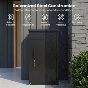 Buzón de Correo y Caja de Entrega de Paquetes 2 en 1, de Acero Galvanizado Negro, con Cerradura, para Exteriores - Product Image 5