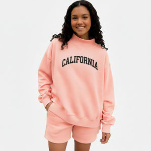 Sweat-shirt gris à col rond pour femme avec imprimé lettre Virginia, manches régulières, tricoté, col montant décontracté - Product Image 5