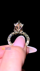 Luxury Marquise Cut Lab Grown Diamond Engagement <b>Ring</b> <b>Silver</b> Gold Hidden Halo <b>Solitaire</b> <b>Ring</b> Wedding Promise <b>Ring</b> for Women - Product Image 5