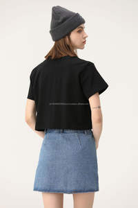 210gsm court femmes T-shirt haute qualité plaine teint haut court chemises de fille concevoir votre marque - Product Image 2