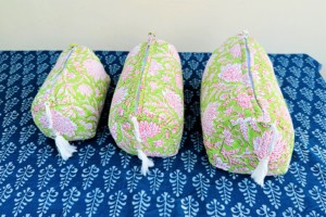 Vintage High Quality Customizable Multifunction Cosmetic Organizer Block Printed Quilted <b>Large</b> Cotton <b>Bag</b> Custom Logo Zipper - Product Image 4