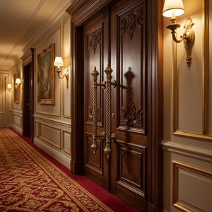 Poignée de porte robuste en laiton massif HI SAFE 36 pouces |   Poignée d'entrée robuste en laiton antique moderne pour porte principale extérieure - Product Image 3