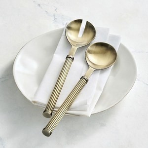 Juego de Cubiertos de Acero Inoxidable 308 Ecológico de Diseño con Mango Dorado, Ideal para Fiestas y Bodas, Juego de Cucharas de Servicio de Lujo - Product Image 1