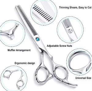 Ciseaux de coiffure professionnels pour barbier, en acier inoxydable 440C haute performance, pour droitiers, à dents effilantes 28 mm - Product Image 3