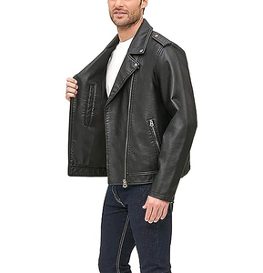 Chaqueta de cuero genuino color marrón para hombre, con cuello vuelto, cierre de cremallera, estilo casual, para invierno. - Product Image 6