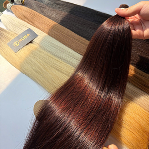 Extensions de cheveux humains naturels bruts vietnamiens en vrac, super double drawn, lisses, couleur brun foncé # 2 - Product Image 4