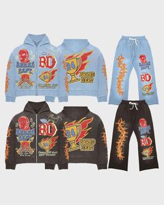 Conjunto Deportivo Gráfico de la Marca Dept en Gris Oscuro |   Sudadera con capucha extragrande y pantalones deportivos |   Conjunto a juego de ropa urbana Trophy Flame OEM - Product Image 2